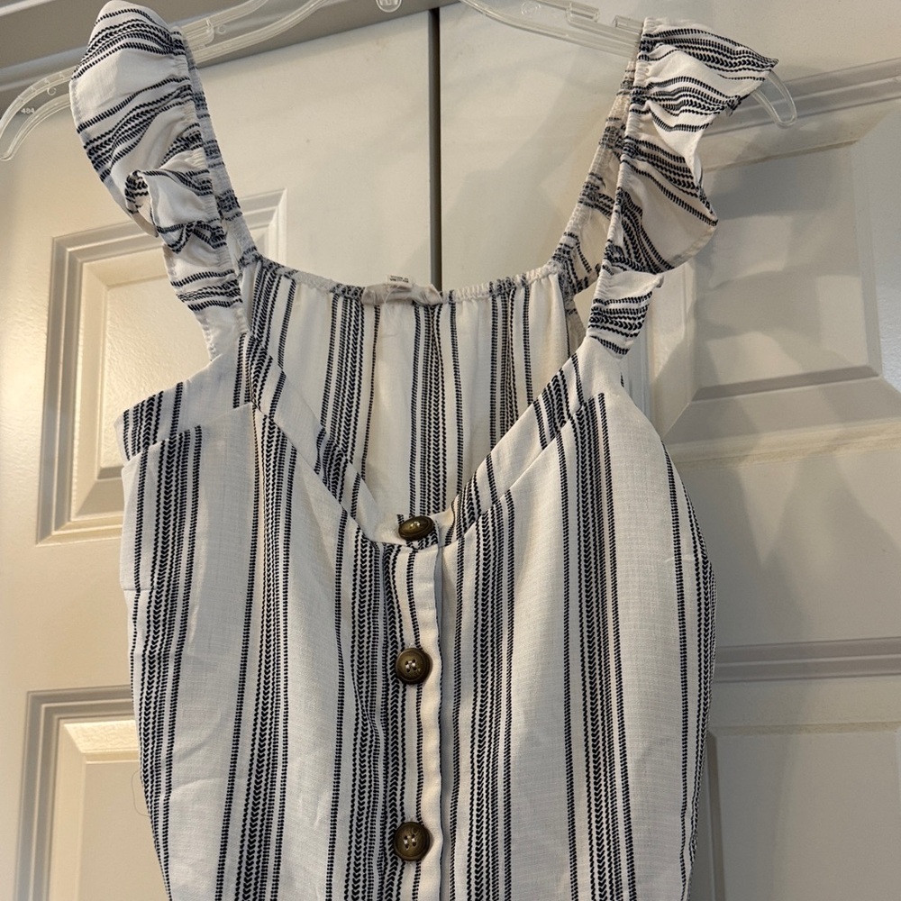 Moa Moa Black and White Striped Ruffle Tank Top - Picture 2 of 5